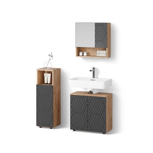 Livinity Badmöbel-Set Ronco, Anthrazit gestreift, 3 Teile Livinity Badmöbel-Set Ronco, Anthrazit gestreift, 3 Teile von Livinity