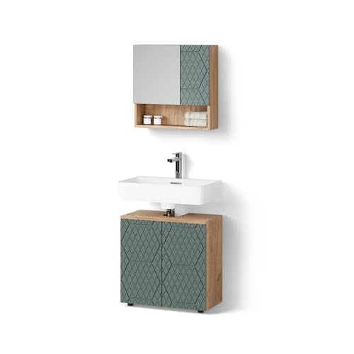 Livinity Badmöbel-Set Ronco, Grün/Goldkraft Eiche, 2 Teile, Unterschrank 60 cm Livinity Badmöbel-Set Ronco, Grün/Goldkraft Eiche, 2 Teile, Unterschrank 60 cm von Livinity