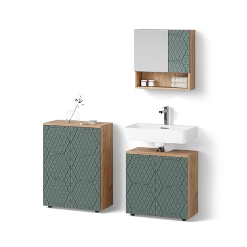 Livinity Badmöbel-Set Ronco, Grün/Goldkraft Eiche, 3 Teile, mit Unterschrank 60 cm Livinity Badmöbel-Set Ronco, Grün/Goldkraft Eiche, 3 Teile, mit Unterschrank 60 cm von Livinity