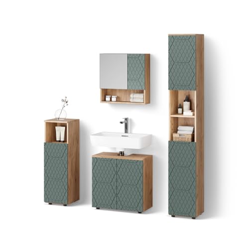 Livinity Badmöbel-Set Ronco, Grün/Goldkraft Eiche, 4 Teile, mit Hochschrank Livinity Badmöbel-Set Ronco, Grün/Goldkraft Eiche, 4 Teile, mit Hochschrank von Livinity
