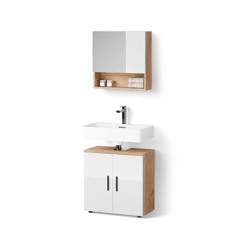 Livinity Badmöbel-Set Ronco, Weiß Hochglanz/Goldkraft Eiche, 2 Teile, Unterschrank 60 cm Livinity Badmöbel-Set Ronco, Weiß Hochglanz/Goldkraft Eiche, 2 Teile, Unterschrank 60 cm von Livinity