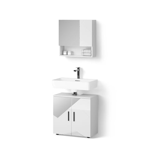 Livinity Badmöbel-Set Ronco, Weiß Hochglanz mit Einsätzen, 2 Teile, Unterschrank 60 cm Livinity Badmöbel-Set Ronco, Weiß Hochglanz mit Einsätzen, 2 Teile, Unterschrank 60 cm von Livinity