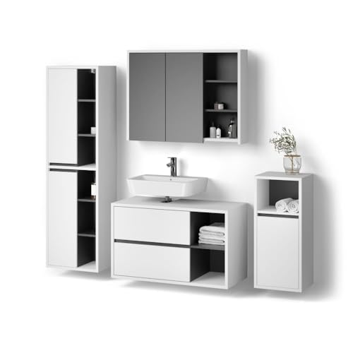 Livinity Badmöbel-Set Vomano, Weiß, 4 Teile von Livinity