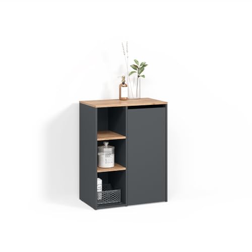 Livinity Badschrank Paolina, Anthrazit/Goldkraft Eiche, 68 x 88.2 cm, mit offenen Regalen und Wäschekorb Livinity Badschrank Paolina, Anthrazit/Goldkraft Eiche, 68 x 88.2 cm, mit offenen Regalen und Wäschekorb von Livinity