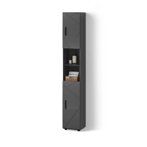 Livinity Badschrank Ronco, Anthrazit Hochglanz, 30 x 192 cm von Livinity