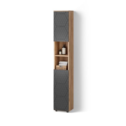 Livinity Badschrank Ronco, Anthrazit gestreift, 30 x 192 cm von Livinity