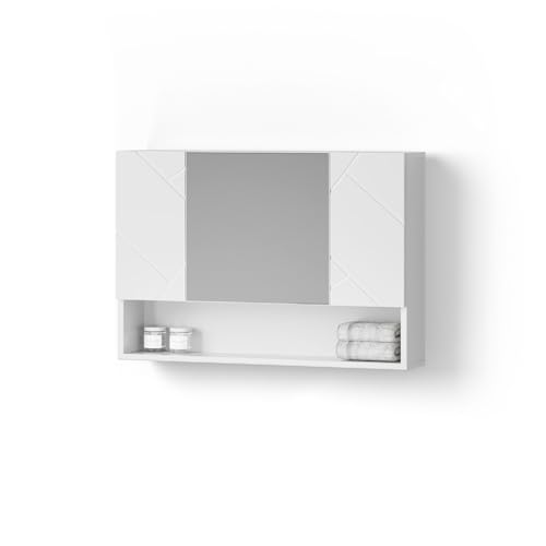 Livinity Badspiegelschrank Ronco, Weiß Hochglanz, 80.1 x 55 cm von Livinity
