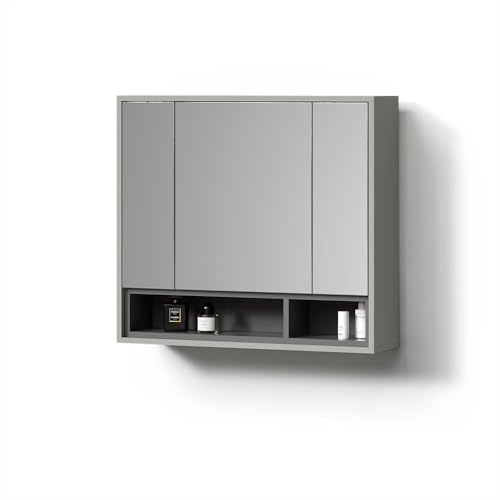 Livinity Badspiegelschrank Temo, Grau/Anthrazit, 80 x 72 cm von Livinity