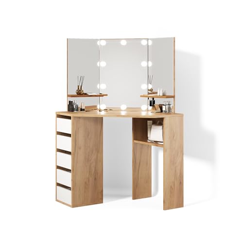 Livinity Eckschminktisch Enna, Goldkraft Eiche, 110 cm mit LED Beleuchtung Livinity Eckschminktisch Enna, Goldkraft Eiche, 110 cm mit LED Beleuchtung von Livinity