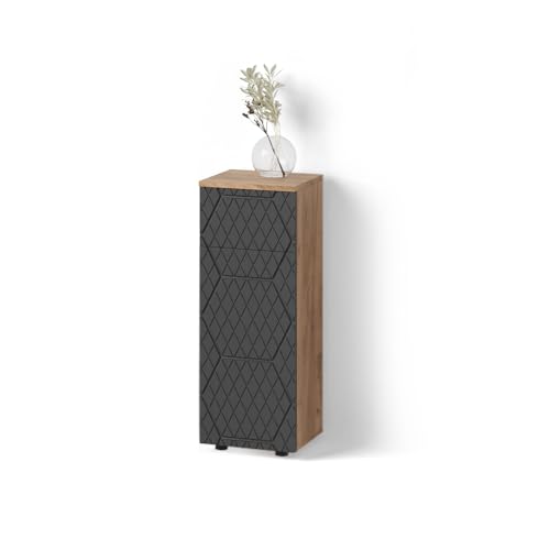Livinity Midischrank Ronco, Anthrazit gestreift, 30 x 81 cm mit 1 Schublade, 2 Fächer, Badezimmer von Livinity