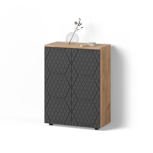Livinity Midischrank Ronco, Anthrazit gestreift, 60 x 81 cm von Livinity