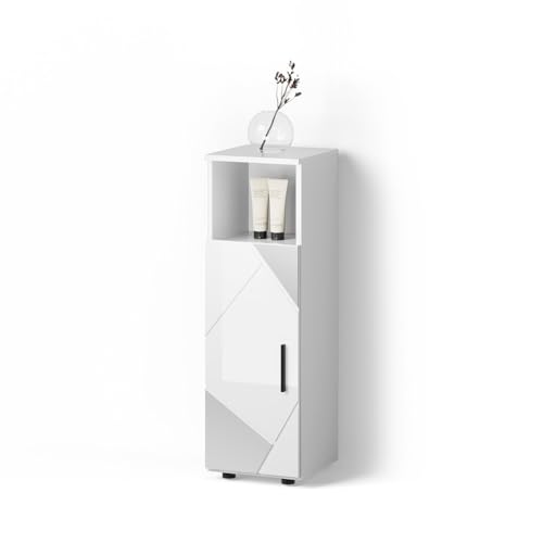 Livinity Midischrank Ronco, Weiß Hochglanz mit Einsätzen, 30 x 95 cm von Livinity