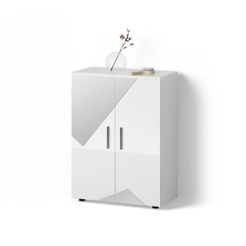 Livinity Midischrank Ronco, Weiß Hochglanz mit Einsätzen, 60 x 81 cm von Livinity