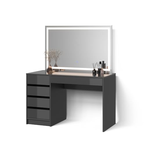 Livinity Schminktisch Imola, Anthrazit, 120 cm mit LED-Spiegel von Livinity