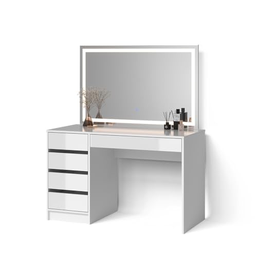 Livinity Schminktisch Imola, Weiß, 120 cm mit LED Beleuchtung von Livinity