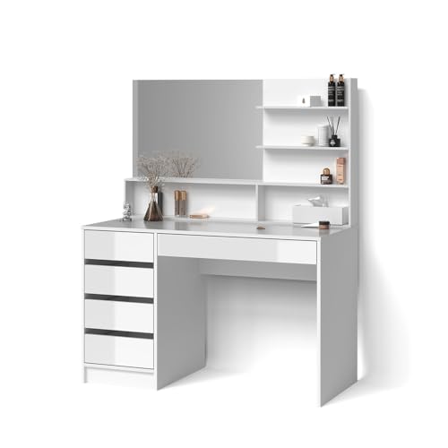 Livinity Schminktisch Imola, Weiß, 145 cm mit Spiegel von Livinity