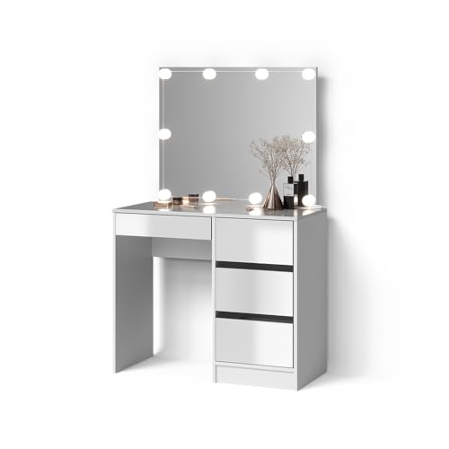 Livinity Schminktisch Imola, Weiß, 90 cm mit LED Beleuchtung von Livinity