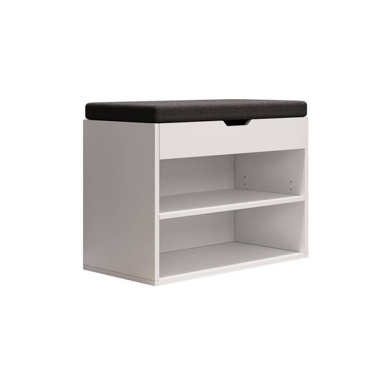 Vicco Schuhbank Titus, Weiß, 60 x 45 cm mit Auflage, mit Klappdeckel von Vicco