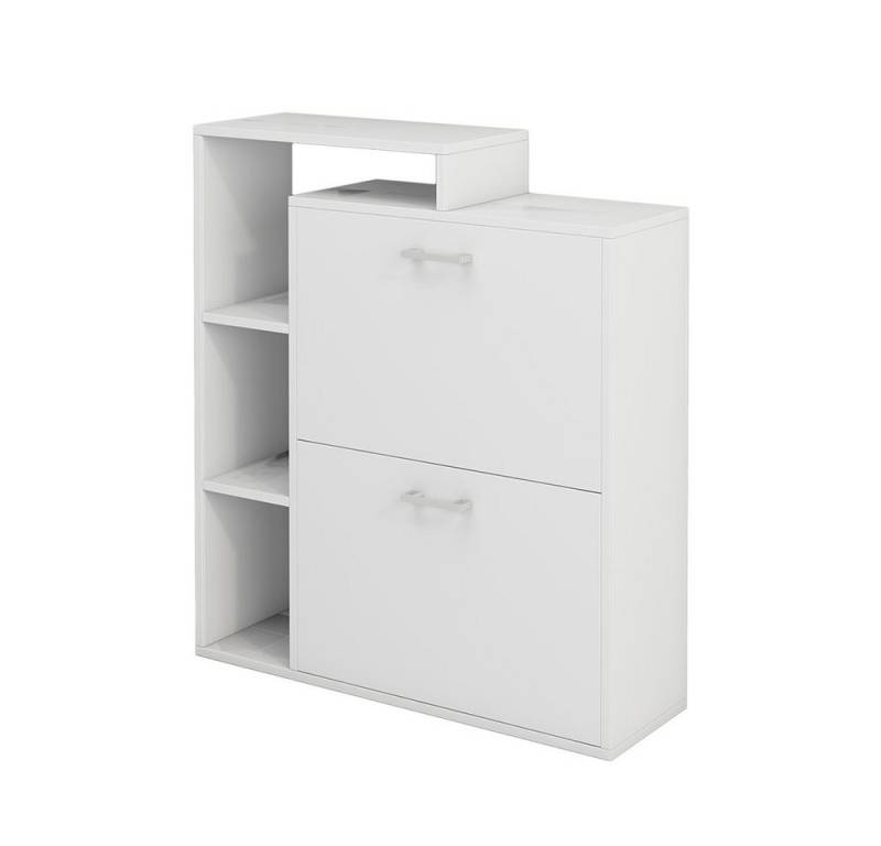 Vicco Schuhkipper Tobias, Weiß/Weiß, 80 x 90 cm, mit Kippfächern von Vicco