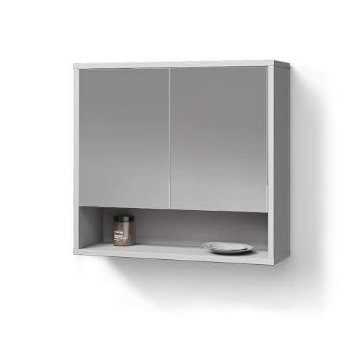 Livinity Spiegelschrank ATERNO, Weiß, 70 x 65 cm mit 2 Türen von Livinity
