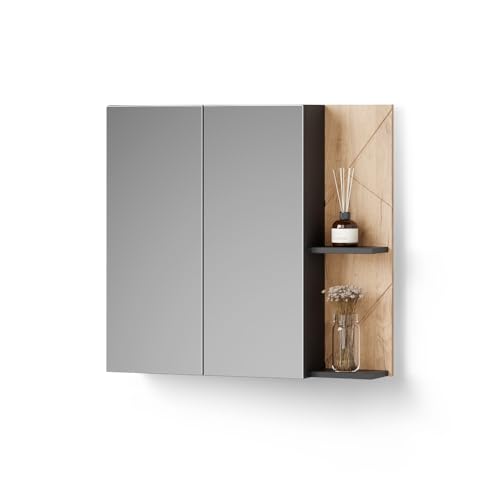Livinity Spiegelschrank Ronco, Anthrazit/Goldkraft Eiche, 80 x 75 cm Livinity Spiegelschrank Ronco, Anthrazit/Goldkraft Eiche, 80 x 75 cm von Livinity