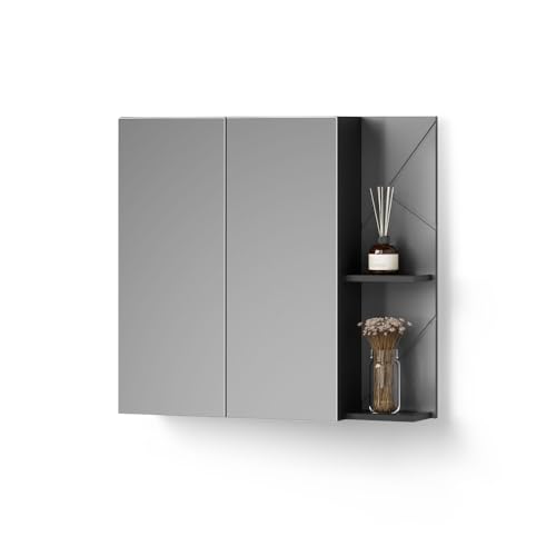 Livinity Spiegelschrank Ronco, Anthrazit Hochglanz/Anthrazit, 80 x 75 cm Livinity Spiegelschrank Ronco, Anthrazit Hochglanz/Anthrazit, 80 x 75 cm von Livinity