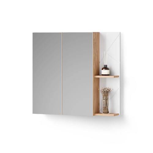 Livinity Spiegelschrank Ronco, Weiß Hochglanz, 80 x 75 cm Livinity Spiegelschrank Ronco, Weiß Hochglanz, 80 x 75 cm von Livinity