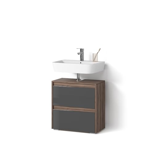 Livinity Waschbeckenunterschrank Savuto, Anthrazit Hochglanz, 60.2 x 62.1 cm von Livinity
