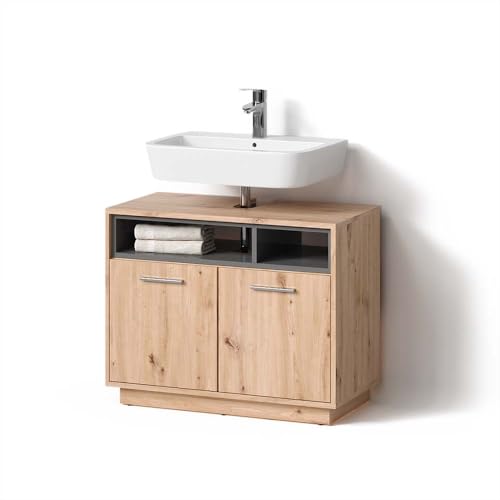Livinity Waschbeckenunterschrank Temo, Artisan Eiche/Anthrazit, 80 x 64 cm von Livinity