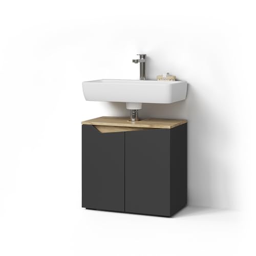 Livinity Waschbeckenunterschrank Timavo, Anthrazit, 60 x 57.5 cm mit 2 Türen von Livinity