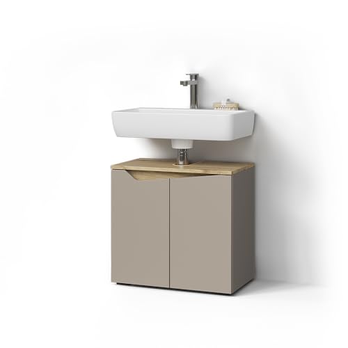 Livinity Waschbeckenunterschrank Timavo, Greige, 60 x 57.5 cm mit 2 Türen von Livinity
