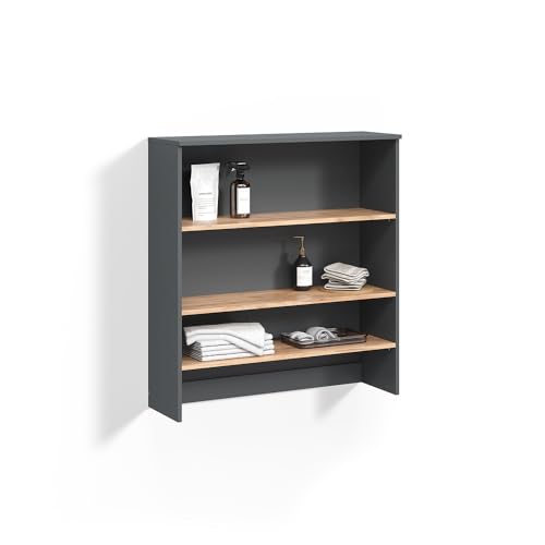 Livinity Waschmaschinenschrank Paolina, Anthrazit/Goldkraft Eiche, 93.6 x 100.4 cm mit offenen Regalen von Livinity