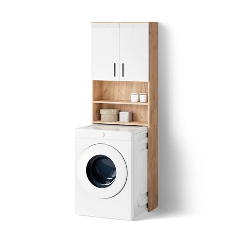 Livinity Waschmaschinenschrank Ronco, Weiß Hochglanz/Goldkraft Eiche, 64 x 190.5 cm Livinity Waschmaschinenschrank Ronco, Weiß Hochglanz/Goldkraft Eiche, 64 x 190.5 cm von Livinity