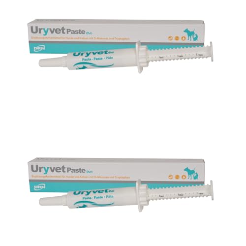 DRN Uryvet Paste evo | Doppelpack | 2 x 15 ml | Ergänzungsfuttermittel für Hunde und Katzen | Zur Unterstützung der Harnwegsgesundheit | Mit D-Mannose und Tryptophan von DRN
