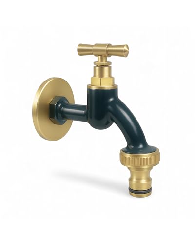 LIVLIG Garten Wasserhahn 1/2 Zoll mit Wandkappe & Schlauchanschluss, Kaltwasserhahn aus Messing, Gartenhahn Gold, Aussenhahn, Design Wasserhahn Garten mit Pulverbeschichtung - Anthrazit von Livlig53