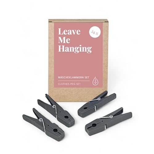 LIVLIG Wäscheklammern Set, 24 Klammern, Wäscheklammern groß, Kluppen, Klammern, Pegs, Schwarz, aus recyceltem Plastik von Livlig53