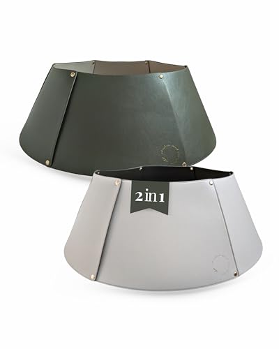 LIVLIG Weihnachtsbaum Kragen mit Wendedesign, Weihnachtsbaum Rock aus Kunstleder, Weihnachtsbaum Abdeckung, Weihnachtsbaumständer Verkleidung, Tannenbaum Rock, Weihnachtsbaumring, Grün & Grau LIVLIG Weihnachtsbaum Kragen mit Wendedesign, Weihnachtsbaum Rock aus Kunstleder, Weihnachtsbaum Abdeckung, Weihnachtsbaumständer Verkleidung, Tannenbaum Rock, Weihnachtsbaumring, Grün & Grau von Livlig53