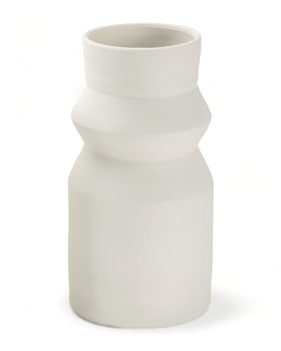 LIVLIG Handgefertigte Vase weiß, Trockenblumenvase, Keramikvase, Dekovase, Tischdeko, Bodenvase, Höhe: 25cm von Livlig53