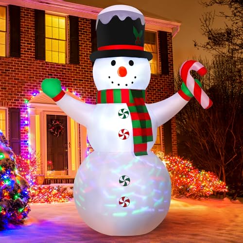 Livofloral Aufblasbarer Schneemann, Aufblasbare Weihnachtsdeko XXL 240cm mit LED Beleuchtung, Außen Weihnachten Deko Aufblasbar Weihnachtsfigur für Outdoor Garten Party Hof Winterdeko von Livofloral