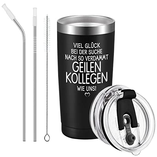 Livole Abschiedsgeschenk Kollegen Jobwechsel, Geschenke Abschied Kollegen, Tasse mit Spruch - VIEL GLÜCK BEI DER SUCHE NACH KOLLEGEN WIE UNS - 20Oz Kaffeebecher to go, 600ml Edelstahl Thermobecher von Livole