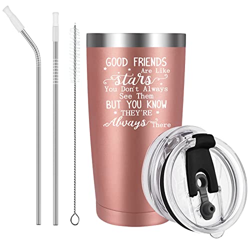 Livole Geschenke für Beste Freundin, Frauen Weihnachten, Geburtstagsgeschenk, Geschenk Beste Freundin Tasse - Good Friends Are Like Stars - 600ml Doppelwandig Kaffeebecher to go, 20oz Camping Becher von Livole