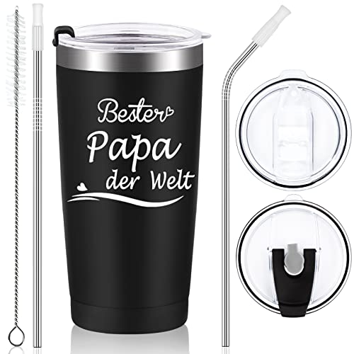 Livole Vatertagsgeschenke für Papa, Vater, Geschenke zum Vatertag, Papa Geschenk Weihnachten, Bester Papa Geburtstagsgeschenk - Bester Papa der Welt - 20oz 600ml Doppelwandig Edelstahl Kaffeebecher von Livole