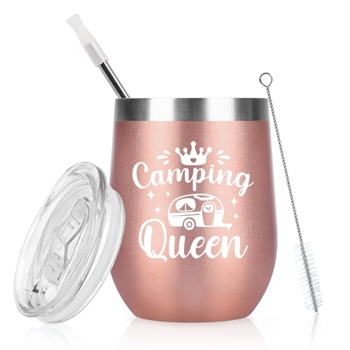 Livole Camping Becher für Frauen, Sie, Camper, Lustige Camping Geschenke - Camping Queen - Frauen Geschenk Weihnachten, Camping Zubehör Trinkbecher, 12oz Edelstahl Isolierter Thermobecher Kaffee to go Livole Camping Becher für Frauen, Sie, Camper, Lustige Camping Geschenke - Camping Queen - Frauen Geschenk Weihnachten, Camping Zubehör Trinkbecher, 12oz Edelstahl Isolierter Thermobecher Kaffee to go von Livole