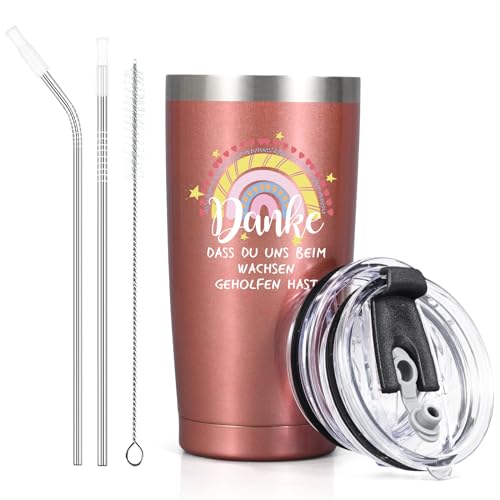 Livole Erzieherin Geschenk, Abschiedsgeschenk Lehrerin, Danke Geschenke für Lehrerin Kindergarten, Geschenk Erzieherin Abschied, Tasse Lehrer, 600ml Kaffeebecher to go, Coffee to go Becher Strohhalm von Livole