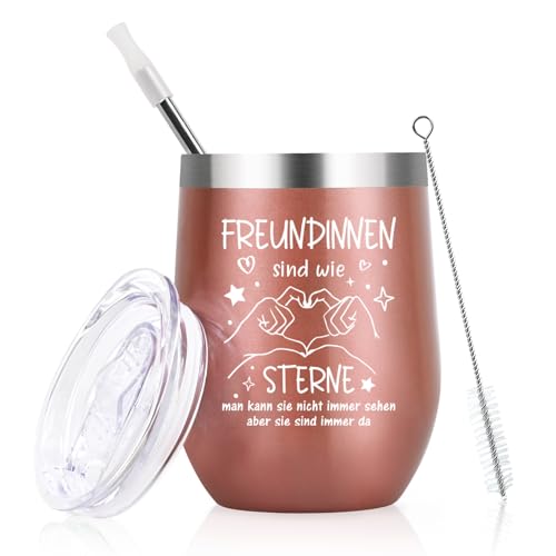 Livole Freundinnen Geschenk, Beste Freundin Geschenke, Geschenke für Freundin, Sie Frauen, zum Geburtstag, Weihnachtsgeschenke, 350ml Kaffeebecher to go Thermo, Thermobecher mit Strohhalm und Deckel von Livole