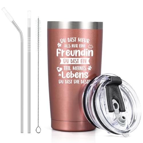 Livole Geschenk Beste Freundin Geburtstag, Lustige Geschenke für Frauen, Sie, Kollegin, Weihnachtsgeschenke - Du Bist Mehr Als Nur Eine Freundin - 20OZ 600ml Thermobecher mit Strohhalm und Deckel Livole Geschenk Beste Freundin Geburtstag, Lustige Geschenke für Frauen, Sie, Kollegin, Weihnachtsgeschenke - Du Bist Mehr Als Nur Eine Freundin - 20OZ 600ml Thermobecher mit Strohhalm und Deckel von Livole