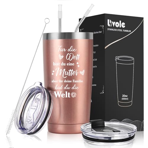Livole Geschenke für Mama, Mutter, Frauen, Muttertagsgeschenke für Mama - Für die Welt bist du eine Mutter, aber für deine Familie bist du die Welt - 20oz 600ml Edelstahl Thermobecher mit Strohhalm Livole Geschenke für Mama, Mutter, Frauen, Muttertagsgeschenke für Mama - Für die Welt bist du eine Mutter, aber für deine Familie bist du die Welt - 20oz 600ml Edelstahl Thermobecher mit Strohhalm von Livole