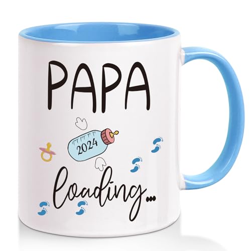 Livole Geschenke für Werdende Väter, Papa, Eltern, Geschenkideen für Werdende Väter Weihnachten - Papa 2024 Loading - Du wirst Papa Geschenk, Schwangerschaft Geschenk, 11oz 325ml Keramik Kaffeetasse von Livole