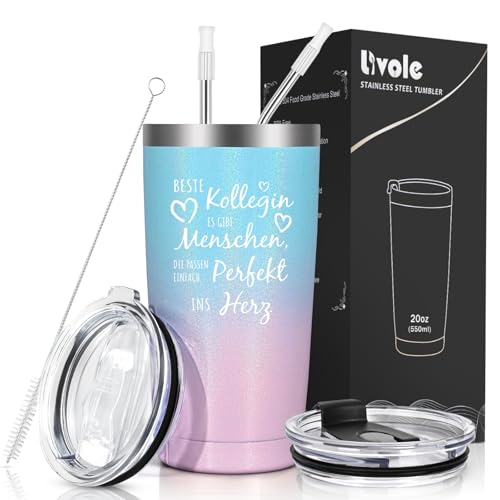 Livole Abschied Kollegin Geschenk, Abschiedsgeschenk Kollegin, Geschenke für Kollegen Frau - Beste Kollegin es gibt Menschen, Die passen einfach perfekt ins Herz - 600ml Kaffeebecher to go Thermo Livole Abschied Kollegin Geschenk, Abschiedsgeschenk Kollegin, Geschenke für Kollegen Frau - Beste Kollegin es gibt Menschen, Die passen einfach perfekt ins Herz - 600ml Kaffeebecher to go Thermo von Livole