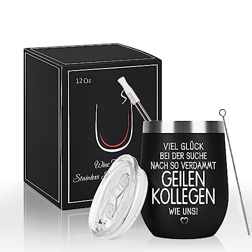 Livole Lustige Abschiedsgeschenke für Kollegen, Männer, Chef, Geschenke Abschied Kollegen, Tasse mit Spruch, 12Oz Doppelwandig Vakuum Thermobecher Kaffee to go, 350ml Edelstahl Camping Becher von Livole